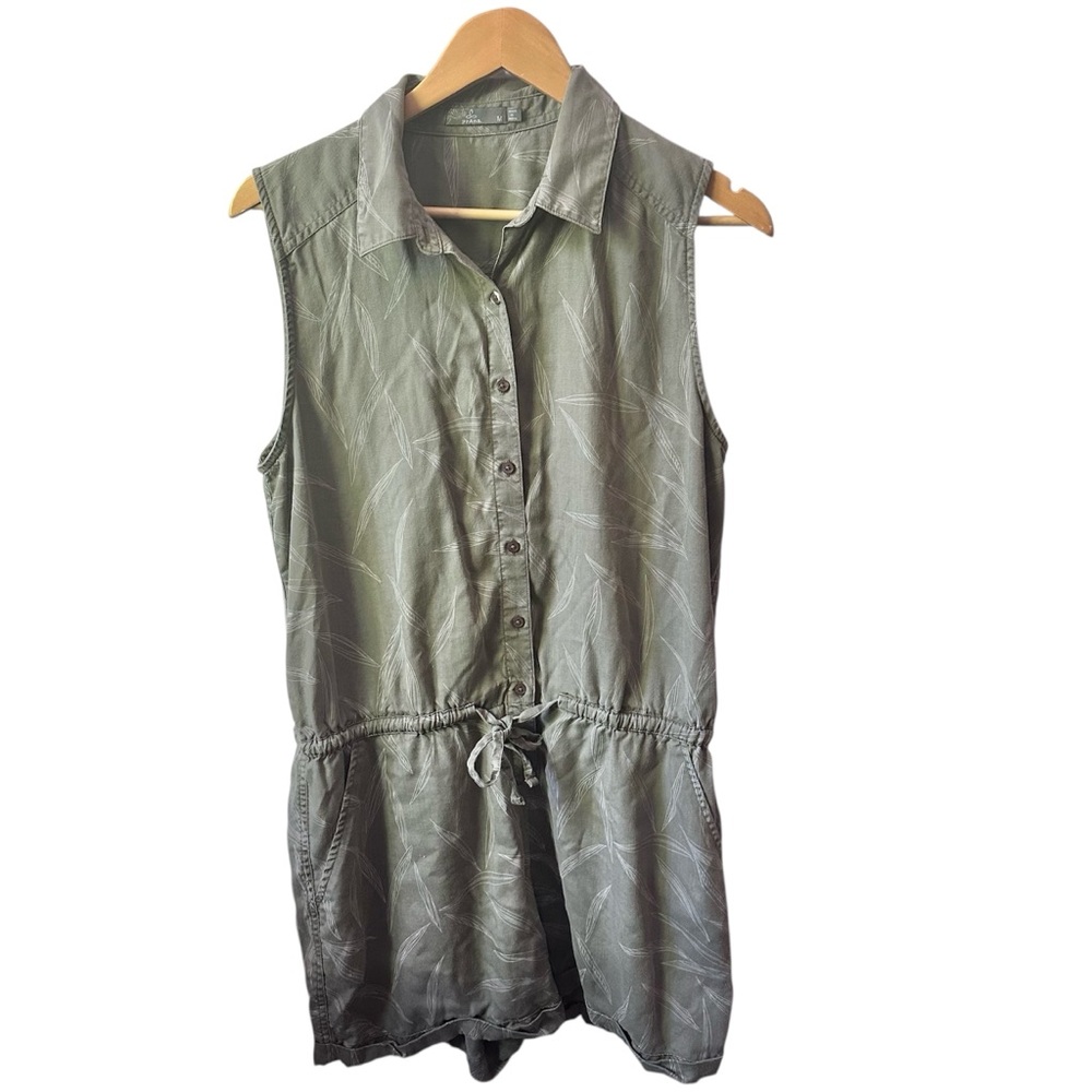 Prana Rye Green Leaves Weekend Escape Romper Size Medium